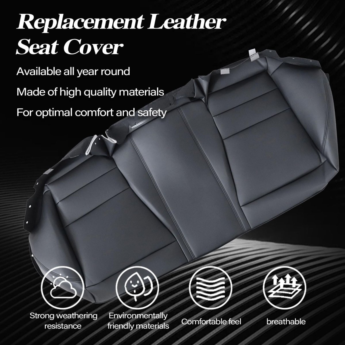 Rear Bench Side Bottom Leather Seat Cover Black For Honda Accord 2008 2009 2010 2011 2012 Microfiber Custom Fit Power And
