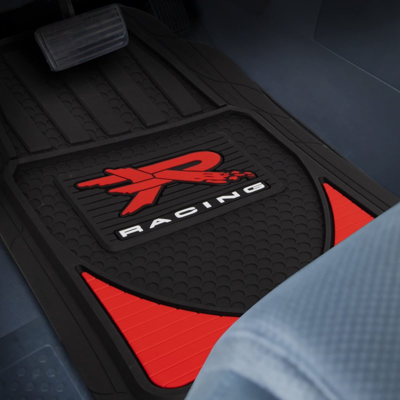 Weatherpro R Racing Red And Black Front Floor Mats Universal Fit Rubber Car 17 5 In X 27 Trim To With Anchoring System