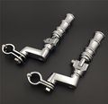 Hk Group Motorcycle Chrome Bamboo Style Foot Peg Footrest With Mounting Kit Clamps Fits Front Engine Guards 1-1 2 Diameter