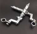 Hk Group Motorcycle Chrome Bamboo Style Foot Peg Footrest With Mounting Kit Clamps Fits Front Engine Guards 1-1 2 Diameter