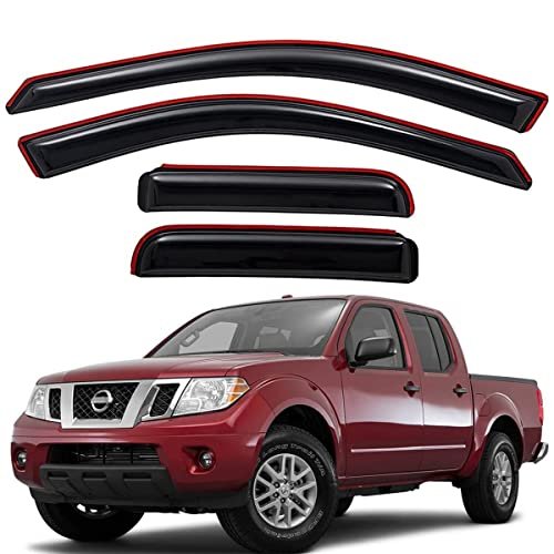 In Channel Auto Vent Window Visors For 2005 2020 Nissan Frontier Crew Cab Dark Smoke Rain Guards With Uv Protection No Drill