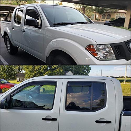 In Channel Auto Vent Window Visors For 2005 2020 Nissan Frontier Crew Cab Dark Smoke Rain Guards With Uv Protection No Drill