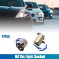 Uxcell 4pcs Ba15s Car Wiring Harness Led Light Bulb Socket Holder Extension Connector Adapter Universal Replacement