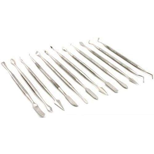 16 Piece Wax Carving Set With 4 Files And 12 Stainless Steel Carvers For Polymer Clay Spatula Tools 6 In Length