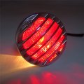 Httmt Grille Round Led Tail Brake Light Red Lens Integrated License Plate Chrome