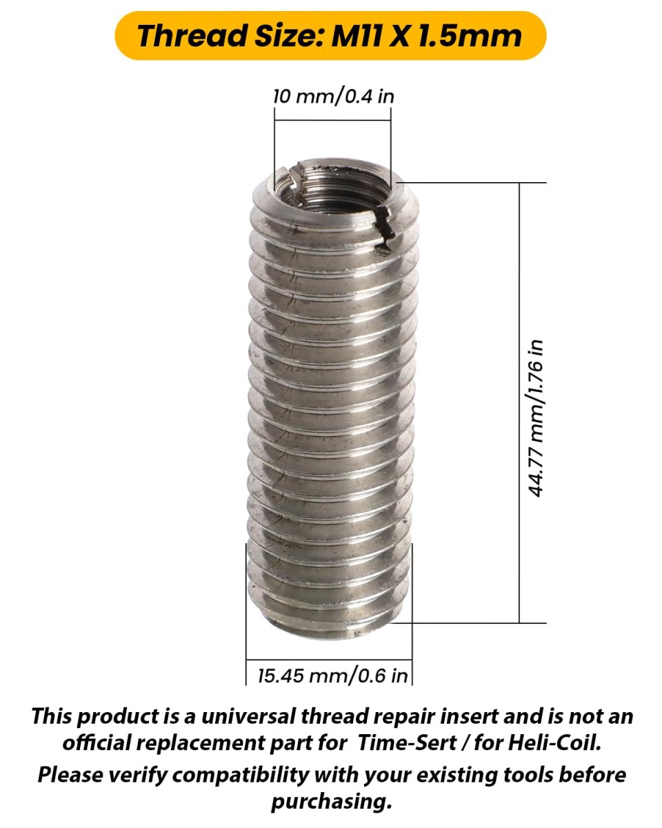 Head Bolt Thread Inserts Kit M11 X 1 5 10 Pieces For Toyota 2azfe Engine Stainless Steel Camry Solara Rav4 Highlander