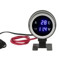 Round Digital Led Water Temperature Gauge Voltmeter Blue Light Material Excellent Performance Multifunction Easy Installation