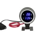 Round Digital Led Water Temperature Gauge Voltmeter Blue Light Material Excellent Performance Multifunction Easy Installation