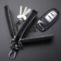 Guolich Car Key Chain Bag Double Zipper Leather Protection Coin Holderring With Transparent Window For Key Remote Control Black