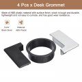 Uxcell 4pcs Cable Hole Cover 2-3 8 60mm Abs Square Desk Wire Cord Grommets For Office Pc Organizer Black Silver