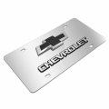Ipick Image Made For Chevrolet Black Bowtie 3d Dual Logo Mirror Chrome Stainless Steel License Plate