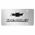 Ipick Image Made For Chevrolet Black Bowtie 3d Dual Logo Mirror Chrome Stainless Steel License Plate