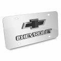 Ipick Image Made For Chevrolet Black Bowtie 3d Dual Logo Mirror Chrome Stainless Steel License Plate