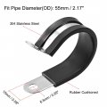 Uxcell 2-3 16 55mm Cable Clamp 304 Stainless Steel Rubber Cushioned Insulated R Shape Metal 8pcs