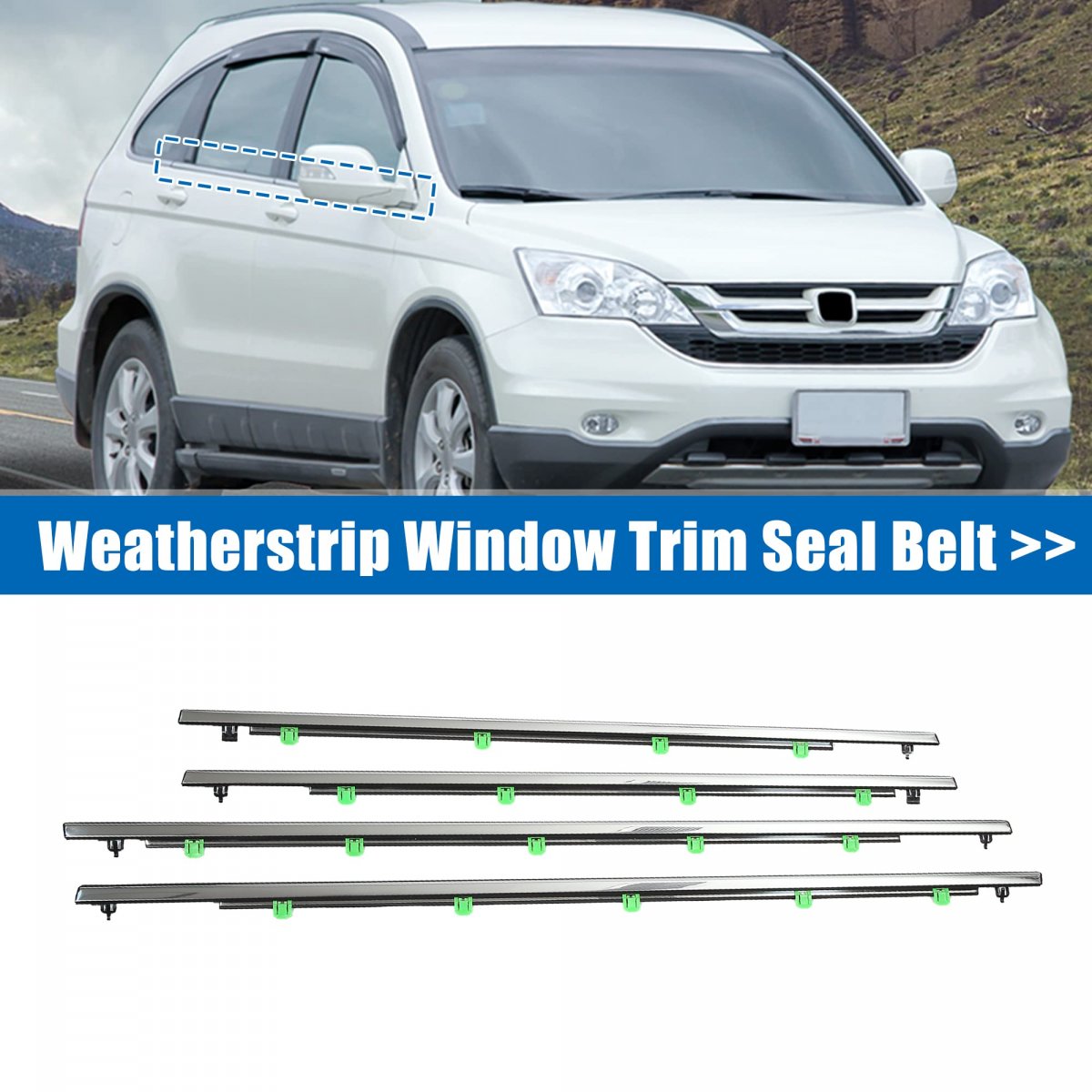 Outside Window Seal Belt For Honda Crv 2007 2008 2009 2010 2011 4 Piece Weatherstrip Trim Set Chrome Sweep Felt 72450 Swa A01