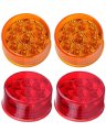 4 Pack 2 In Round Led Trailer Side Marker Lights V Waterproof Clearance Lamps Red And 2 Amber For Trucks Trailers Boats Vans 