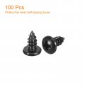 Uxcell 4mm X 8mm Phillips Pan Head Self-tapping Screw 100pcs 304 Stainless Steel Round Wood Full Thread Black