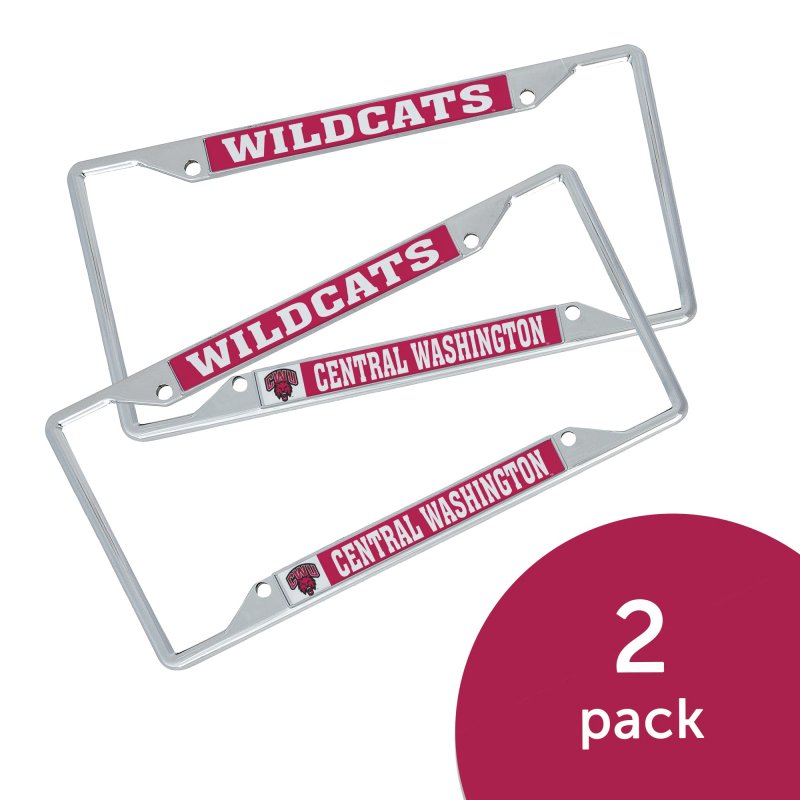 Central Washington University Metal License Plate Frame For Front Or Back Of Car Officially Licensed Mascot 2-pack