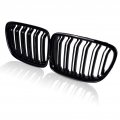 Runmade Glossy Black Front Hood Kidney Grille Sport Grill Replacement Dual Slat Compatible With Bmw E84 X1 4-door 2009-2015