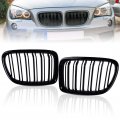 Runmade Glossy Black Front Hood Kidney Grille Sport Grill Replacement Dual Slat Compatible With Bmw E84 X1 4-door 2009-2015