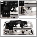 Headlight Assembly Pair Replacement For 1999-2002 Chevrolet Silverado 1500 2000-2006 Tahoe Chrome Housing Amber Reflector Clear