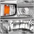 Headlight Assembly Pair Replacement For 1999-2002 Chevrolet Silverado 1500 2000-2006 Tahoe Chrome Housing Amber Reflector Clear