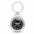Ipick Image For Cadillac Xt4 Logo Real Black Carbon Fiber Chrome Roundel Metal Case Key Chain Keychain Exclusive Official