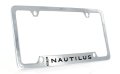 Nautilus Wordmark Chrome Plated Metal License Plate Frame Holder Polished Finish With Screw Cap Covers Universal Fit For Car