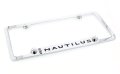 Nautilus Wordmark Chrome Plated Metal License Plate Frame Holder Polished Finish With Screw Cap Covers Universal Fit For Car