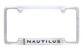 Nautilus Wordmark Chrome Plated Metal License Plate Frame Holder Polished Finish With Screw Cap Covers Universal Fit For Car 