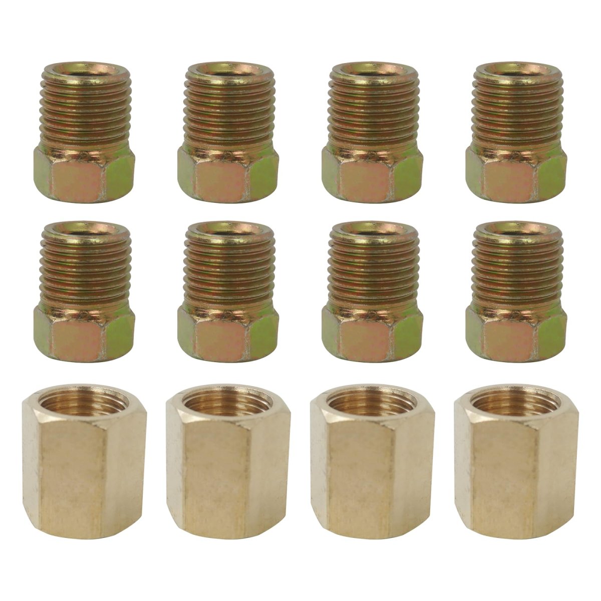 1 4 Brake Line 76-24 Inverted Flare Fittings Brass Unions For 1 4 Tube 7 16-24 Threads 12 Pc Kirake Line 76-24 Inverted Flare