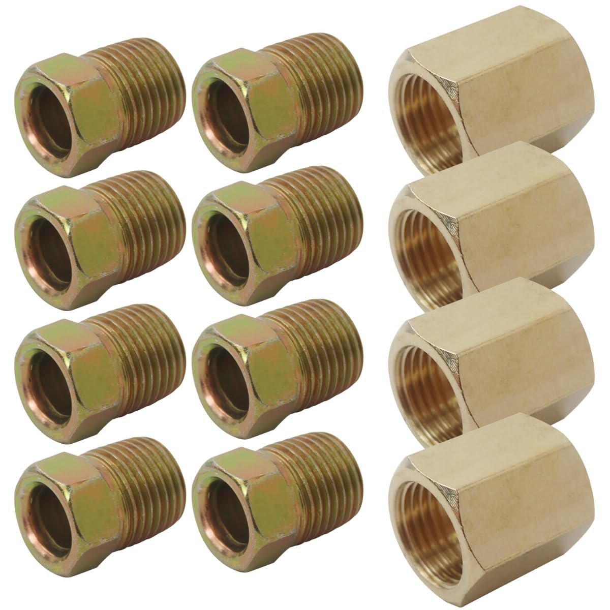 1 4 Brake Line 76-24 Inverted Flare Fittings Brass Unions For 1 4 Tube 7 16-24 Threads 12 Pc Kirake Line 76-24 Inverted Flare