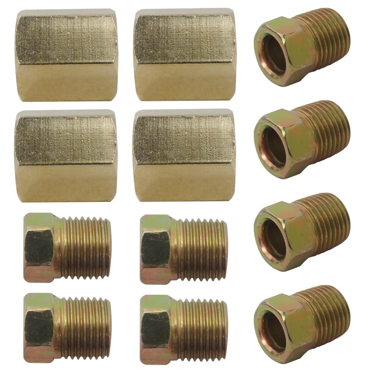 1 4 Brake Line 76-24 Inverted Flare Fittings Brass Unions For 1 4 Tube 7 16-24 Threads 12 Pc Kirake Line 76-24 Inverted Flare