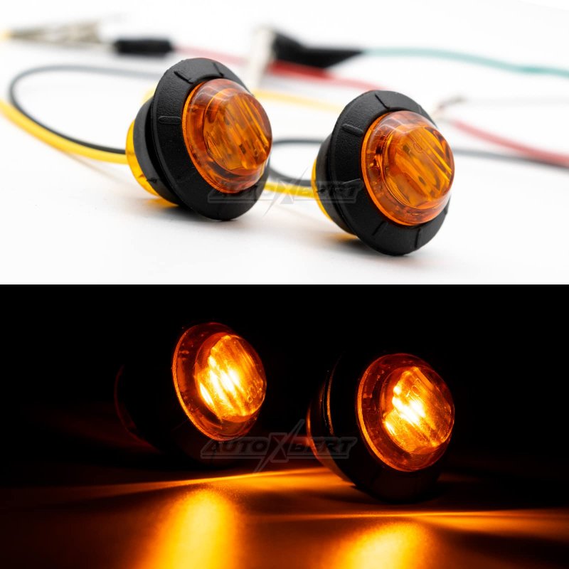 Autoxbert 3 4 Amber Round Led Trailer Side Marker Light 2pcs Yellow Truck Widers Waterproof Light For Rv Pickup Camper Atv Utv
