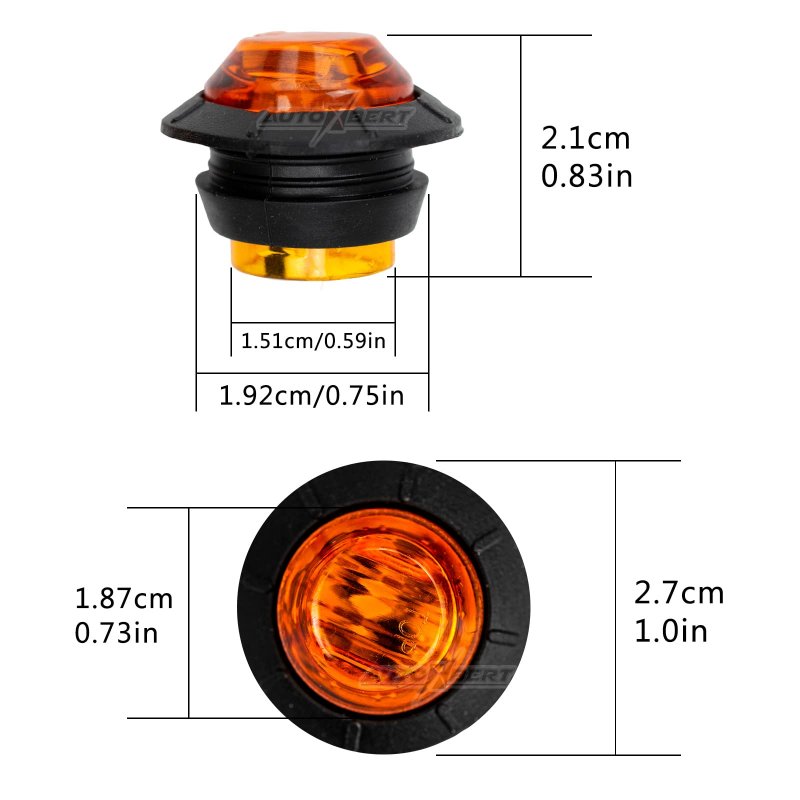 Autoxbert 3 4 Amber Round Led Trailer Side Marker Light 2pcs Yellow Truck Widers Waterproof Light For Rv Pickup Camper Atv Utv