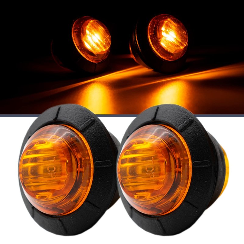 Autoxbert 3 4 Amber Round Led Trailer Side Marker Light 2pcs Yellow Truck Widers Waterproof Light For Rv Pickup Camper Atv Utv