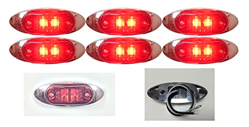 Long Haul 4 X 1 5 Red Led Surface Mount Clearance Marker Identification Lights With Chrome Bezel Oval Oblong Trucks Trailers 6