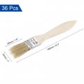 Uxcell 36pcs 1 Inch Paint Brush Natural Bristle Flat Edge With Wood Handle Wall Treatment Tool For Varnishes Glues