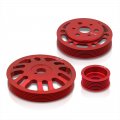 Ajp Distributors 3pcs Light Weight Aluminum Underdrive Crank Shaft Alternator Water Pump Pulley Wheels Kit Red Compatible 