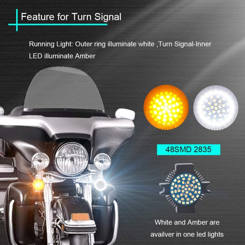Sunpie Motorcycle Led Turn Signal Flat Style For 1986-2023 Electra Glide Road King Heritage Softail Classic White And Amber