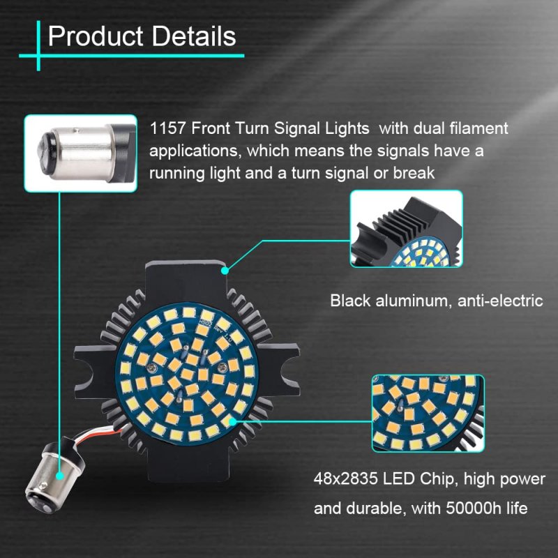 Sunpie Motorcycle Led Turn Signal Flat Style For 1986-2023 Electra Glide Road King Heritage Softail Classic White And Amber