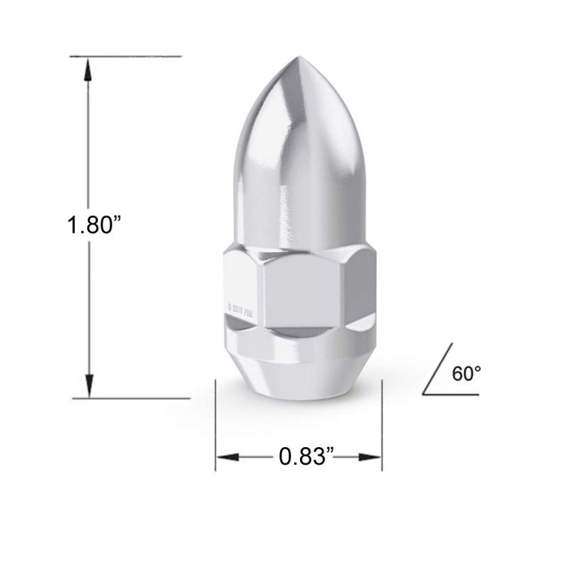 20pcs Silver Chrome Bullet Style Lug Nuts 7 16x20 Thread Size 1 8 Inch Length Cone Taper Acorn Seat For Buick Chevy Chevrolet