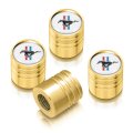 Ford Mustang Tri-bar In White On Golden Cylinder-style Aluminum Tire Valve Stem Caps Official Licensed 