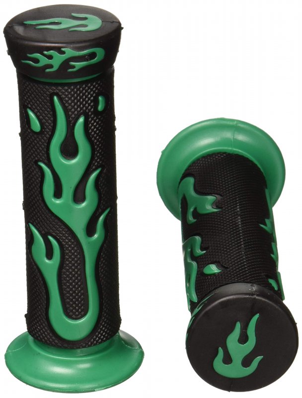 Krator Xh4067-1g Green Hand Grip Atv Jet Ski Flames Grip Watercraft Handlebar 7 8 Handle Bar Handgrip