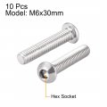Uxcell M6x30mm Machine Screws Hex Socket Round Head Screw 304 Stainless Steel Fasteners Bolts 10pcs
