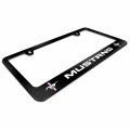 Ford Mustang Dual Logos Black Metal License Plate Frame 12in X 6in Powder Coated Zinc With Screw Covers
