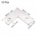 Uxcell Flat Angle Bracket Plate L Shape Repair Joining Support Brace 26mmx26mm Silver Tone 10pcs