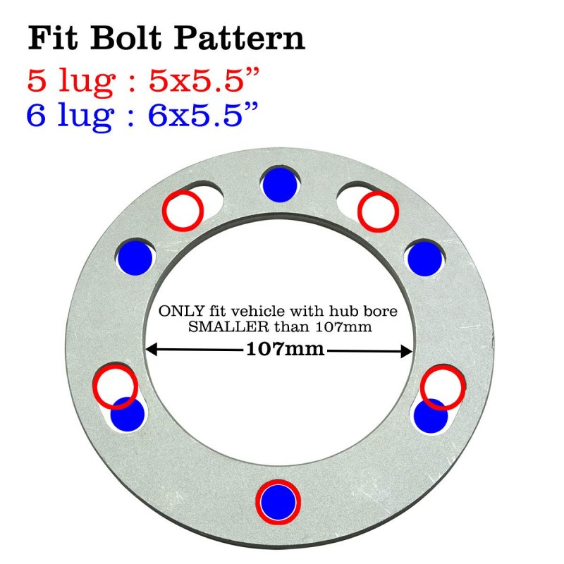 1 2 In 12mm Wheel Spacers 5 5 And 6x5 5 Bolt Pattern Pack Of 4 Cast Aluminum For Silverado Tahoe Suburban Ram 1500 Yukon Sierra