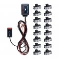 Amopa 16pcs Amber 2-led Flashing Emergency Deck Grille Strobe Lights Bar With Control Box Mode Indicate Switch Kit 2 Set