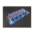 Chrome Push On Lug Nut Covers With Blue Top Reflector 1 5 In X 2 10 Pack F247614-b 